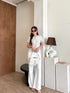 Women Elegant Tweed Tops With Pants Sets